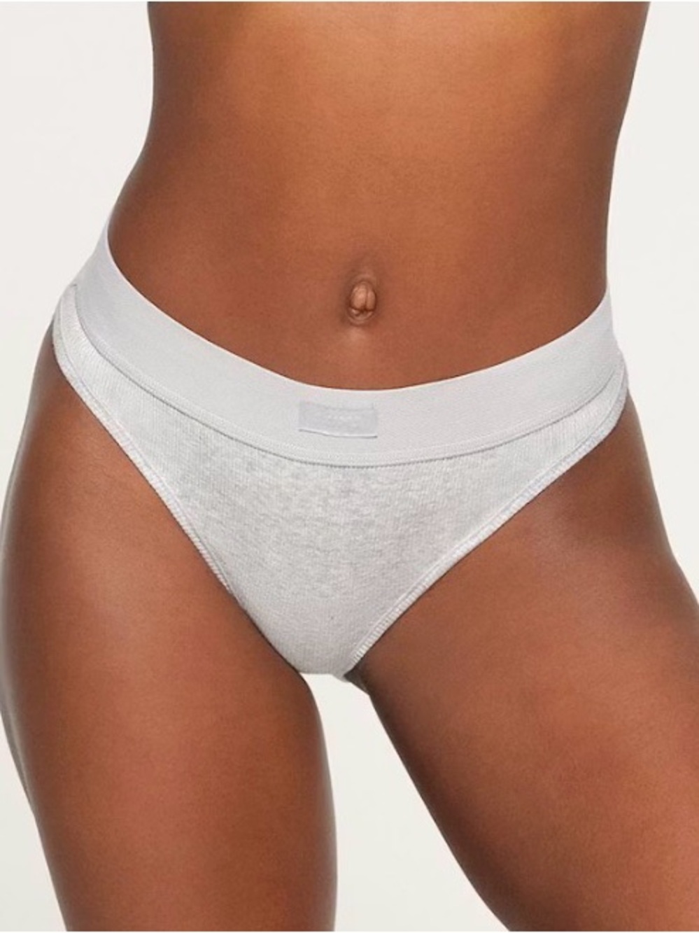 SKIMS Heather Grey Ribbed Mid-Rise Brief